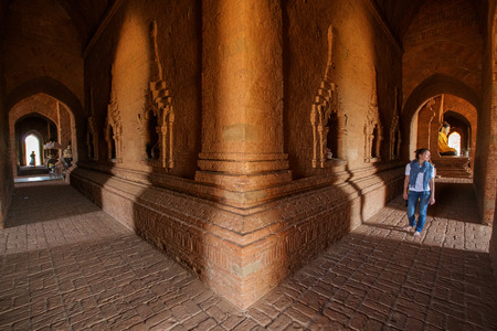 Interior of the ancient temples in Bagan, Myanmarの写真素材