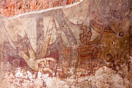 Interior of the ancient temples in Bagan, Myanmarのeditorial素材
