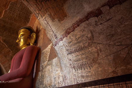 Interior of the ancient temples in Bagan, Myanmarのeditorial素材