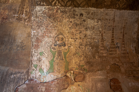 Interior of the ancient temples in Bagan, Myanmarのeditorial素材