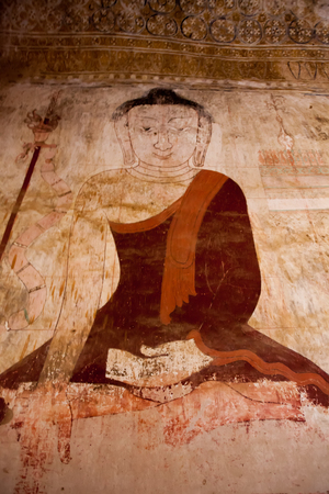 Interior of the ancient temples in Bagan, Myanmarのeditorial素材