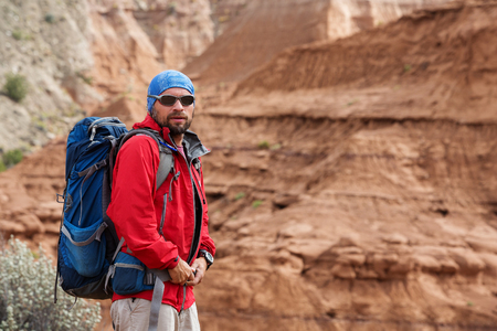Hiker in Kodachrome Basin state park in Utah, USAの写真素材
