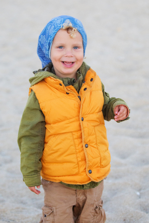 toddler boy visit Pacific Ocean in Californiaの写真素材