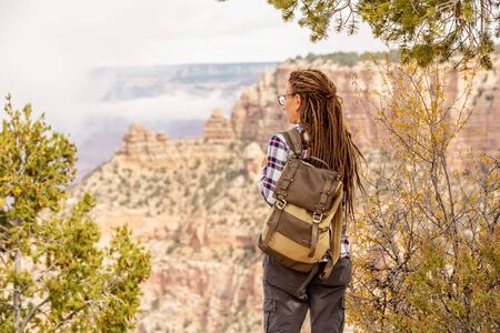 A hiker in the Grand Canyon National Park, South Rim, Arizona, USA.の写真素材