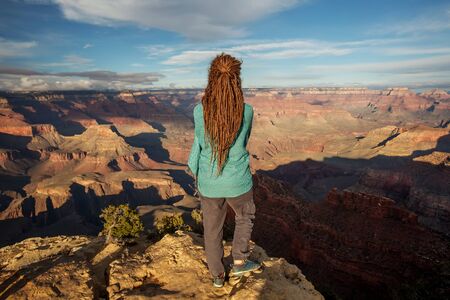 A hiker in the Grand Canyon National Park, South Rim, Arizona, USA.の写真素材