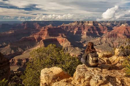 A hiker in the Grand Canyon National Park, South Rim, Arizona, USA.の写真素材