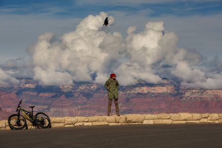 A hiker in the Grand Canyon National Park, South Rim, Arizona, USA.の写真素材