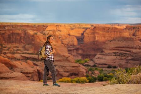A hiker in the Canyon de Chelly National Monumentの写真素材