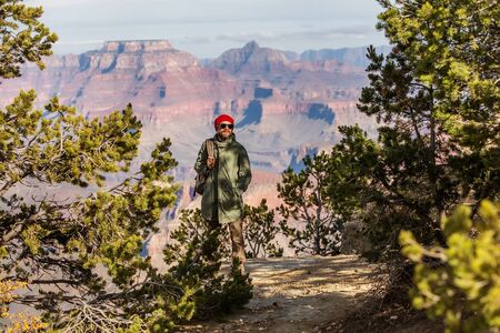 A hiker in the Grand Canyon National Park, South Rim, Arizona, USA.の写真素材