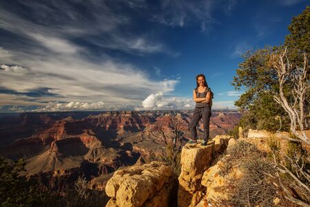 A hiker in the Grand Canyon National Park, South Rim, Arizona, USA.の写真素材