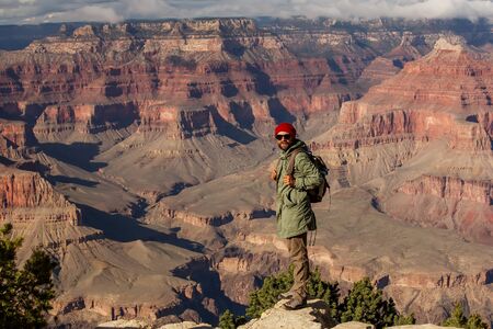 A hiker in the Grand Canyon National Park, South Rim, Arizona, USA.の写真素材