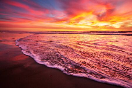 beautiful sunsen in the oceanの写真素材