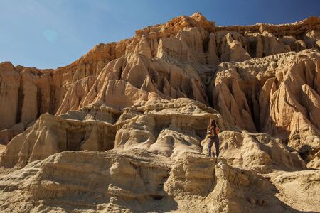 tourist woman in the desertの写真素材