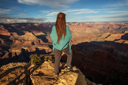 A hiker in the Grand Canyon National Park, South Rim, Arizona, USA.の写真素材