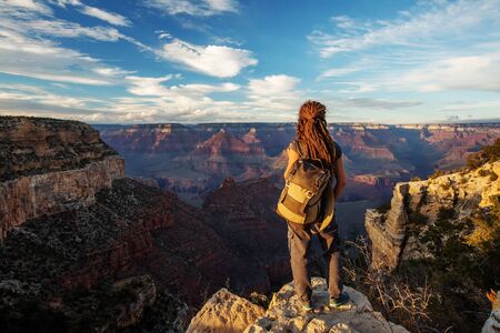 A hiker in the Grand Canyon National Park, South Rim, Arizona, USA.の写真素材