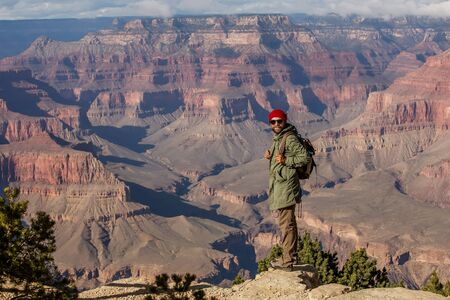 A hiker in the Grand Canyon National Park, South Rim, Arizona, USA.の写真素材