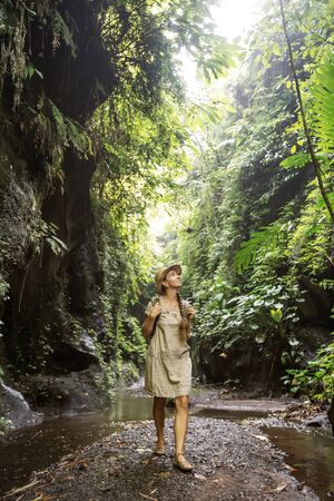 Woman in jungle on Bali, IndonesiaÂ の写真素材