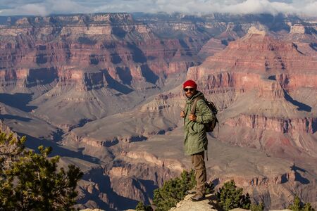 A hiker in the Grand Canyon National Park, South Rim, Arizona, USA.の写真素材