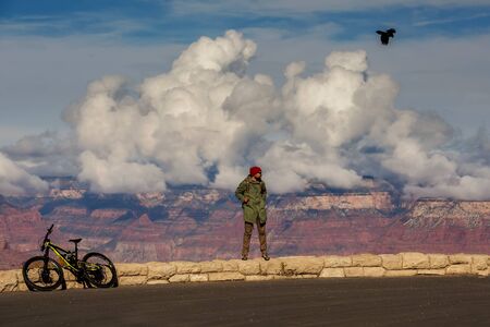 A hiker in the Grand Canyon National Park, South Rim, Arizona, USA.の写真素材