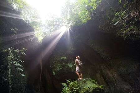 Woman in jungle on Bali, IndonesiaÂ の写真素材