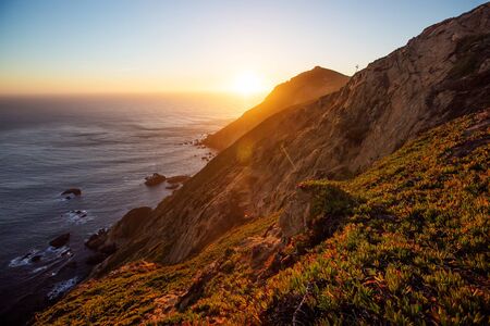 Beautiful sunset on the oceanの写真素材
