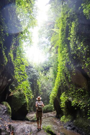 Woman in jungle on Bali, IndonesiaÂ の写真素材