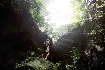 Woman in jungle on Bali, IndonesiaÂ の写真素材