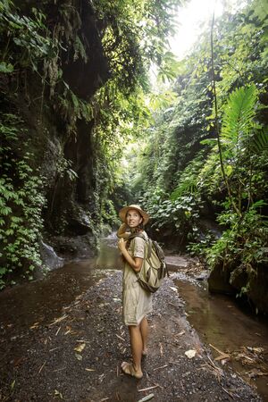 Woman in jungle on Bali, IndonesiaÂ の写真素材