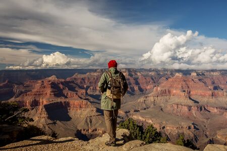 A hiker in the Grand Canyon National Park, South Rim, Arizona, USA.の写真素材
