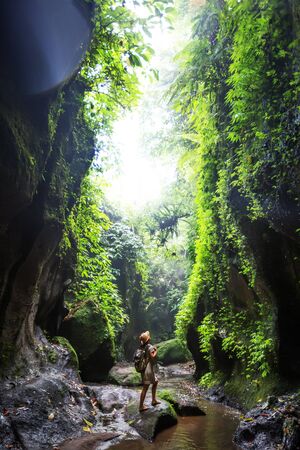 Woman in jungle on Bali, IndonesiaÂ の写真素材