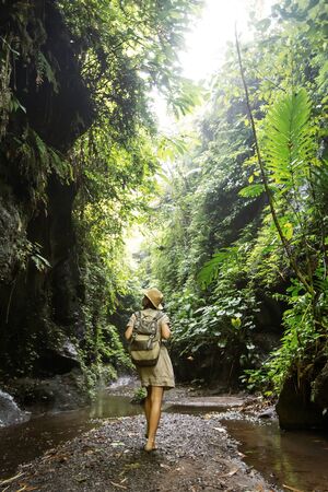 Woman in jungle on Bali, IndonesiaÂ の写真素材
