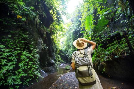 Woman in jungle on Bali, IndonesiaÂ の写真素材