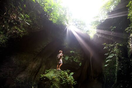Woman in jungle on Bali, IndonesiaÂ の写真素材