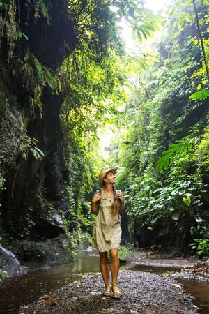 Woman in jungle on Bali, IndonesiaÂ の写真素材