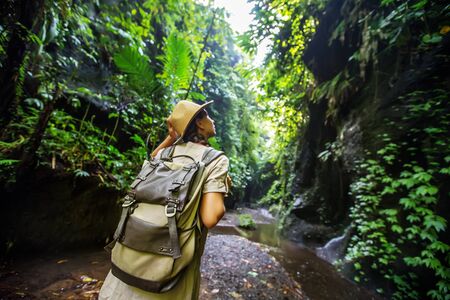 Woman in jungle on Bali, IndonesiaÂ の写真素材
