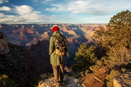 A hiker in the Grand Canyon National Park, South Rim, Arizona, USA.の写真素材