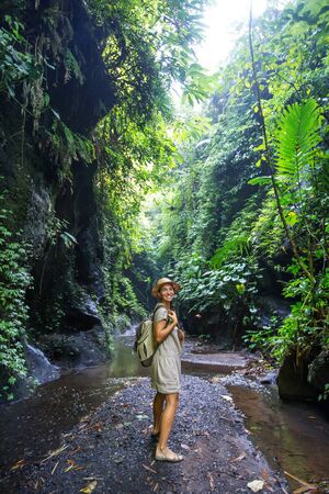 Woman in jungle on Bali, IndonesiaÂ の写真素材