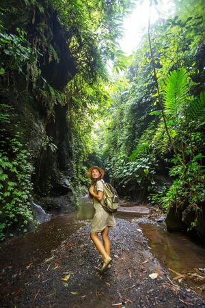 Woman in jungle on Bali, IndonesiaÂ の写真素材