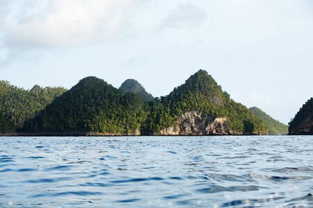 On the way to remote Wajag island, Raja Ampat, Indonesiaの写真素材