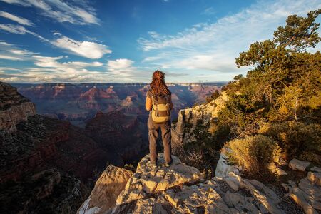 A hiker in the Grand Canyon National Park, South Rim, Arizona, USA.の写真素材