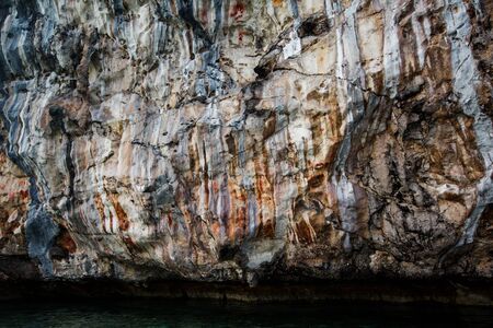 Monolithic cave paintings Misool, Raja Ampat Indonesiaの写真素材