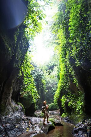 Woman in jungle on Bali, IndonesiaÂ の写真素材