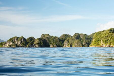 On the way to remote Wajag island, Raja Ampat, Indonesiaの写真素材