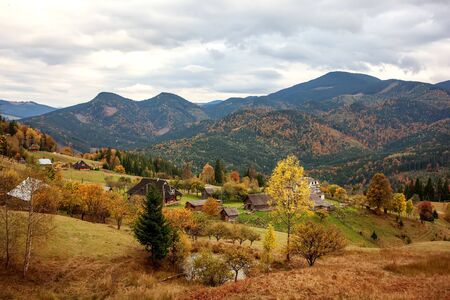 Carpathian mountains in autumn seasonの写真素材