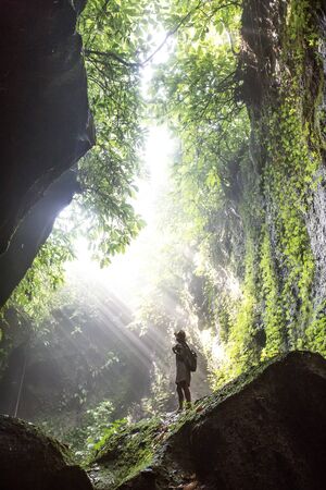 Woman in jungle on Bali, IndonesiaÂ の写真素材
