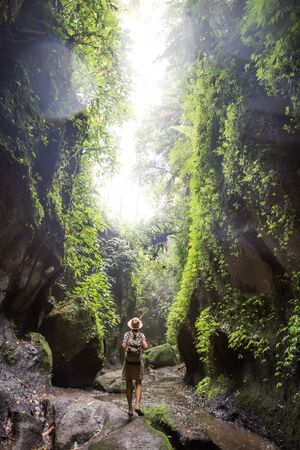 Woman in jungle on Bali, IndonesiaÂ の写真素材