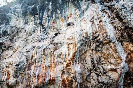 Monolithic cave paintings Misool, Raja Ampat Indonesiaの写真素材