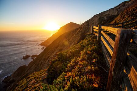 Beautiful sunset on the oceanの写真素材