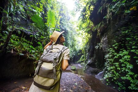 Woman in jungle on Bali, IndonesiaÂ の写真素材