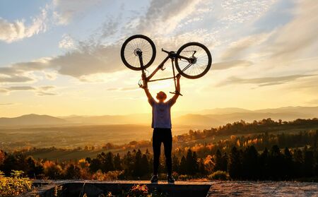Bike adventure in the mountainsの写真素材